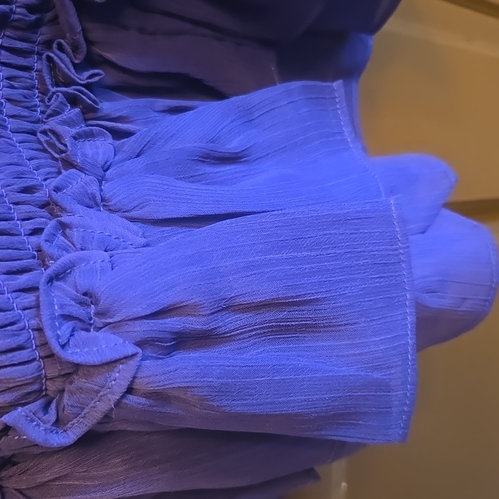 Olivaceous-Purple crinkled high neck fitted ruffled bottom  dress Size S NWT - Picture 10 of 11